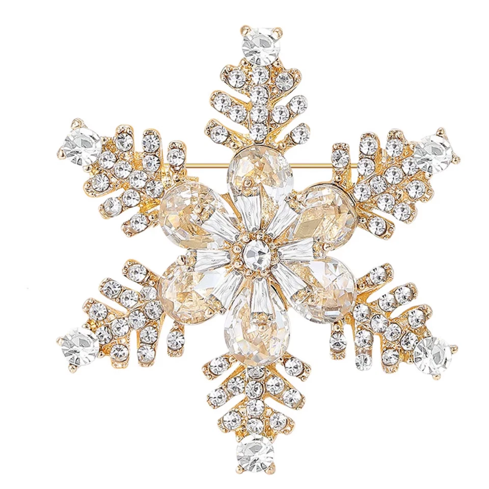 Sparkling Christmas Snowflake Brooch Rhinestone Pin, Holiday Winter Jewelry Gift - Image 3 of 4