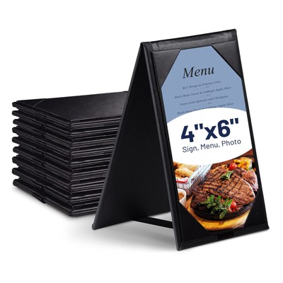 10 Pack 4x6inches Double-Sided Menu -Frame Holder Table Tent Restaurant Cafe Bla