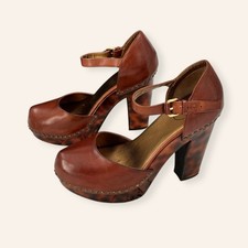 PRADA 2006 Brown Leather Chunky Platform Heels Made in Italy Sz 40