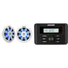 Kicker 46KMC3 Marine Gauge-Style Source  51KM604WL 6.5" White Marine LED Sp...