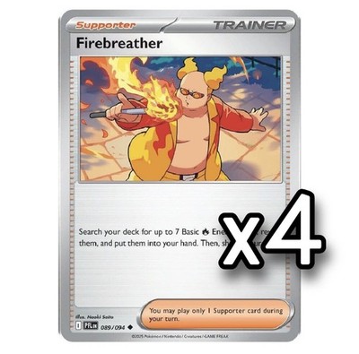 4x Firebreather - 089/094 - ME02: Phantasmal Flames Pokemon Playset x4