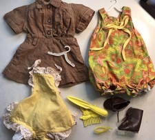 Vtg 50s Tagged Terri Lee 16  Doll Dress Antq Clothes Romper Brown Yellow HTF Lot