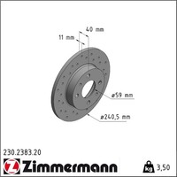 2X Zimmermann 230.2383.20 Bremsscheibe FüR Abarth 500C 595C 695C 500 595 695