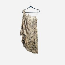 Designer Boutique One Shoulder Drape Crepe Floral Mini Dress Small