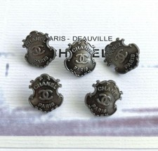 CHANEL vintage buttons silver emblem 18mm x 15mm set of 5