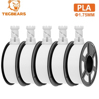TECBEARS PLA 5KG Filament 3D-Drucker Verbrauchsmaterial Filament  1,75mm Weiß