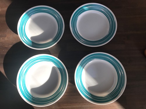 Corelle Strokes of Color Teal Turquoise Luncheon Plates 8.5" Set of 4