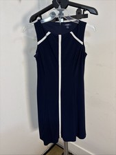 Chaps Dress Pretty Navy Blue Dress with White Design Size Medium