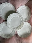 Vintage Westmoreland Paneled Grape Milk Glass 8.5" Salad Plates Dish-ware Set 5