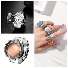Pointer Quartz Ring Watch Finger Watch Stainless Steel Elastic Retractable Band