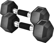 Rubber Grip Encased Hex Dumbbells   Hand Weights with Anti-Slip 5-50 LBS Pair/Se