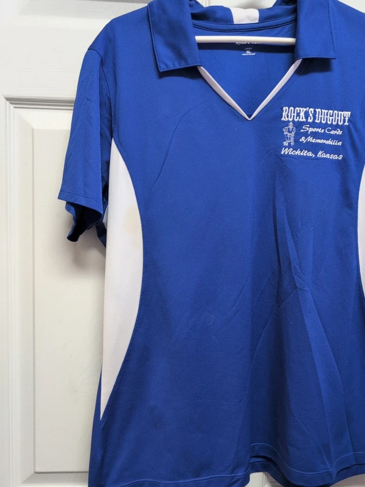  Camiseta Mujer Talla XL Azul Blanco Mangas Cortas Elástica Rocas Dugout Wichita  Foto 4 de 4