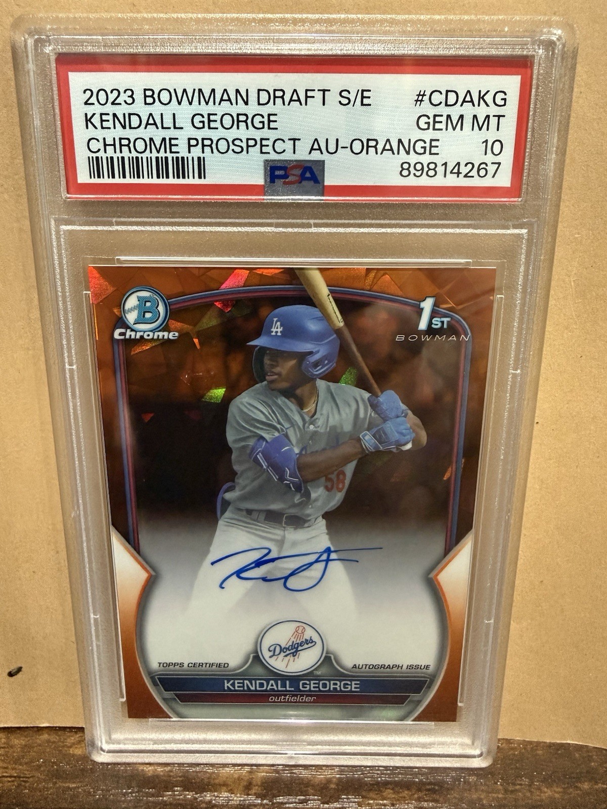 2023 Bowman Chrome Draft Sapphire Chrome Auto Kendall George #CDA-KG Orange /25