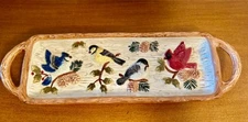 Christmas Cardinal “Knollwood” Sonoma Home Serving Dish Tray Blue Bird Finch EUC
