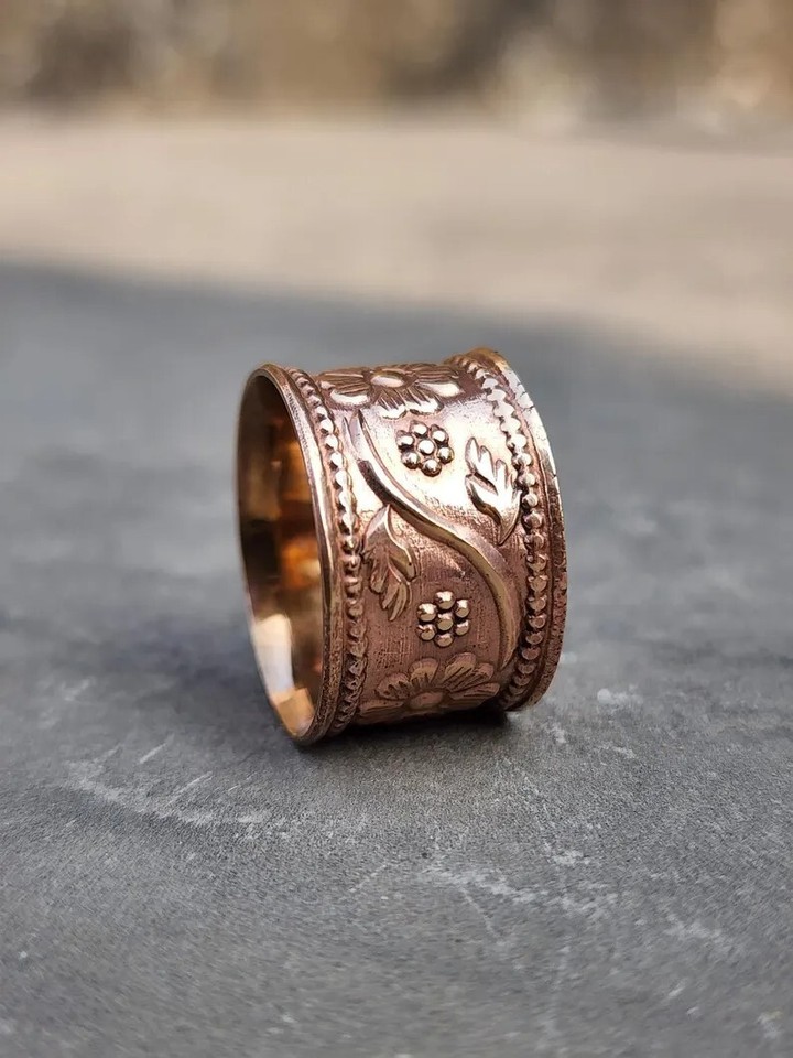 Handmade 100% Pure Copper Lovely Ring Solid Copper Wide Band Ring All ...