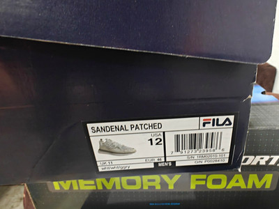 FILA Men's Sandenal Patched Low Top Lace-Up Athletic Sneakers White/Gray