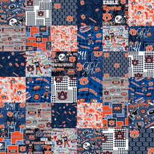Official Licensed Auburn University Cheater Quilt Printed Cotton Fabric-Auburn T