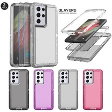 For Samsung Galaxy S21 Ultra 5G Clear Case Rugged Cover / Glass Screen Protector