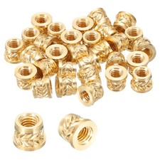 30 Pcs M4 x 5.6mm H x 6.3mm OD Brass Knurled Flange Threaded Inserts