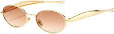 Retro Gold Oval Sunglasses for Women Men Trendy Metal Frame Sun Glasses UV400 Pr