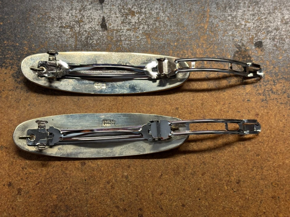 Lote DOS Alpaca México Plata ABALÓN Madre Perla Ovalada 4" CLIP DE PELO PASADOR Foto 3 de 4