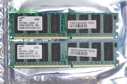 Set 2x Samsung 256MB 512MB kit PC2700 333MHz CL2.5 184-pin DIMM DDR SDRAM