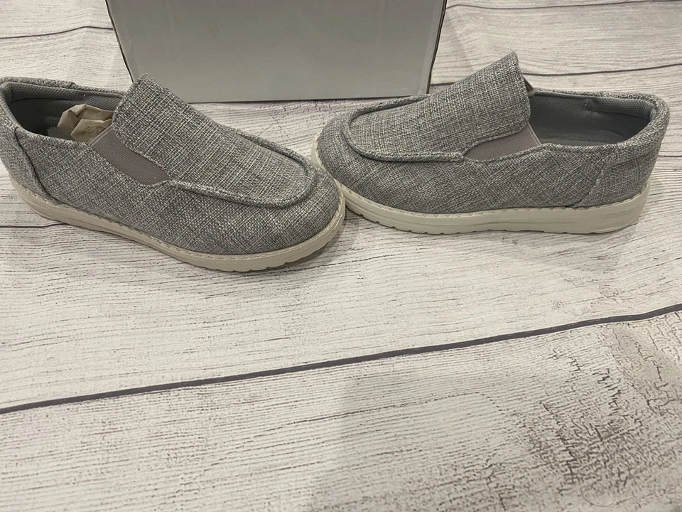 Kids size 12  Boys Casual Slip On Loafer  Gray Boat Shoe youth SALE* - Image 3 of 4