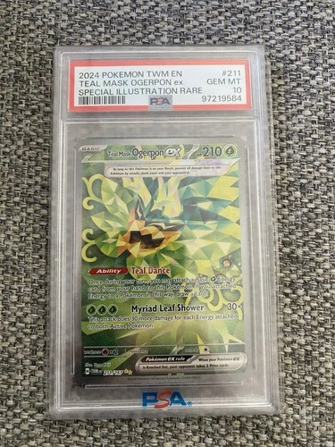 2024 POKEMON TWM EN-TWILIGHT MASQUERADE #211 TEAL MASK OGERPON EX PSA 10 MINT📈