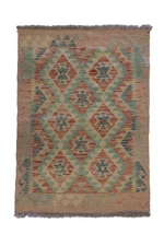 Blush Pink Kilim Rug: Handwoven Wool Tribal Accent Area Rug (2.0 x 2.11 ft.)