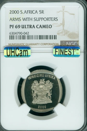 2000 SOUTH AFRICA 5 RAND NGC PF69 MAC UHCam FINEST SPOTLESS  3,703 minted *
