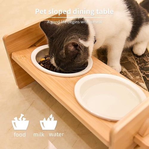 Adjustable Height Double Bowls Dog Cat Feeder Elevated Raised Stand Feeding Food - Picture 17 of 18