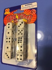 NEW Set of 10 Six Sided Square 16mm Dice White with Black Dots Pip Die Sealed