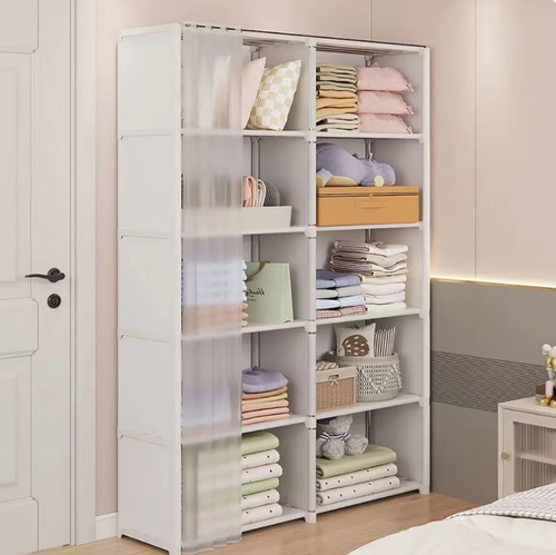 6 Layers White Wardrobe Bookshelf Bedroom Open Storage Cabinet Bedroom Furniture - Picture 2 of 7