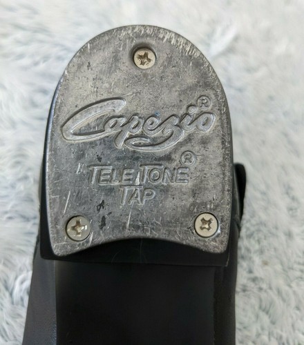 CAPEZIO WOMENS 4.5M 3800 BLACK LEATHER DANCE TELE TONE TAP ANKLE STRAP SHOE EUC - Picture 7 of 9