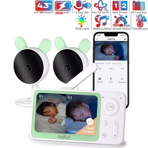 BOIFUN 4.3" Video Baby Monitor with 1080P Camera, WiFi Smart Phone APP Control - Picture 2 of 8