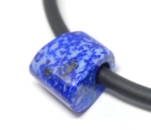 NATURAL BLUE SODALITE MINERAL STONE ON BLACK CHAIN NECKLACE