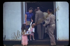 Military Men Women Girls 35mm Slide 1950s Red Border Kodachrome