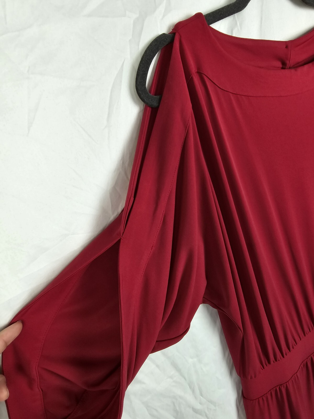 Chico's Solid Red Jumpsuit Blouson Cold Shoulder … - image 7