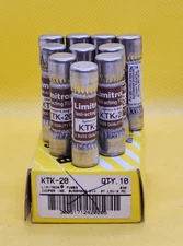 BOX OF 10 - BUSSMAN LIMITRON KTK-20 FAST ACTING FUSE 20A, 600V [MG 5]