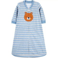 Carter's Blue Striped Bear Fleece Sleep Sack Wearable Blanket Baby Boy 3-6 Month