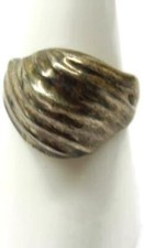 Size 6.5 Vintage 925 Sterling Silver Dome Sea Shell Shape Ring- 9.2 gram