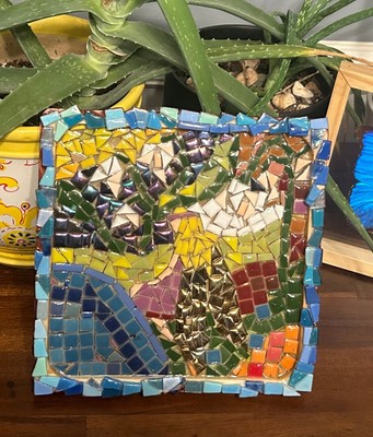 Handmade Kneeling Fairy Mosaic Stained Glass/Ceramic Wall Art