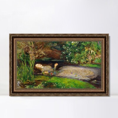 Framed Canvas Giclee Print Ophelia by John Everett Millais Wall Art 16''x24''