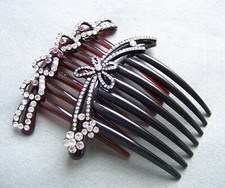 Two quality French twist vintage hair combs pearls and rhinestones AAB 