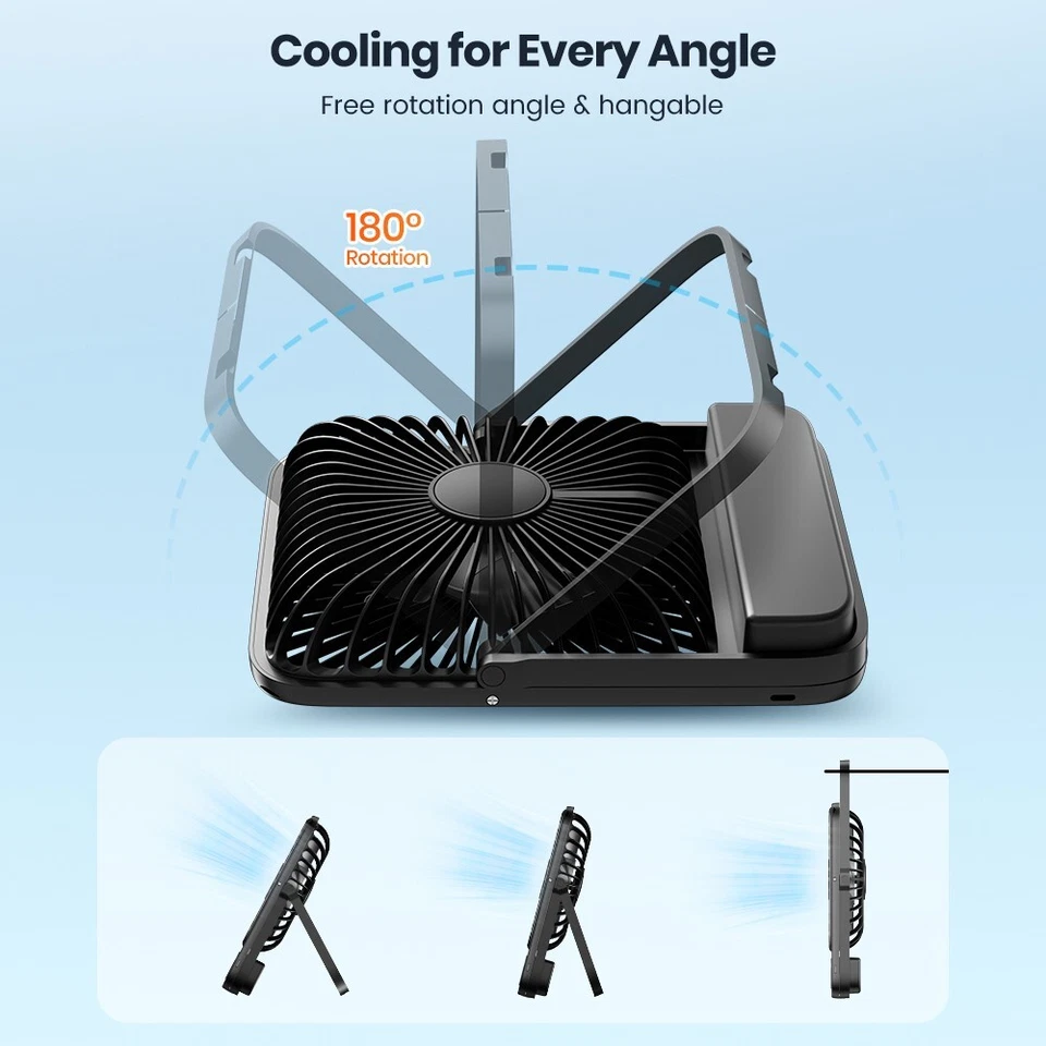 Novo ventilador de mesa portátil 2025 com bateria de 10000mAh, ventilador ultrafino 24h para viagem - Imagem 4 de 4