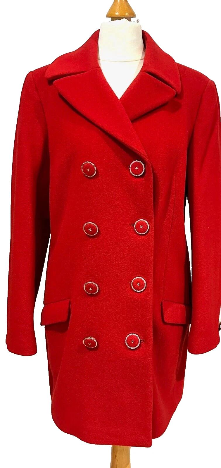Cappotto Versace Classic V2 Lana Rossa Cashmere Made in Italy Circa UK Taglia 10 Vintag