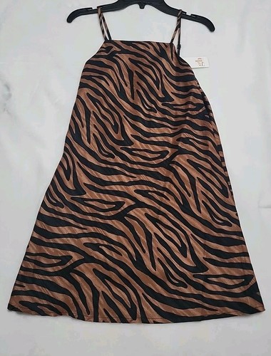 Mini abito GB bambina 7-16 stampa tigre animalier spaghetti strap senza maniche taglia med