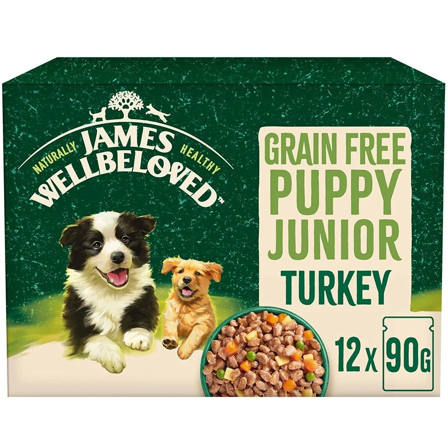 James Wellbeloved Grain Free Puppy Wet Dog Food Turkey Gravy Pouch (12 x 90g)