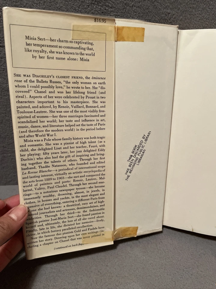 The Life Of Misia Sert By Arthur Gold And Robert Fizdale 1980 4th Printing HC/DJ Foto 4 de 4