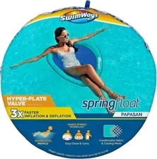 SwimWays Spring Float Inflatable Pool Lounger W Hyper-Flate Valve Blue New